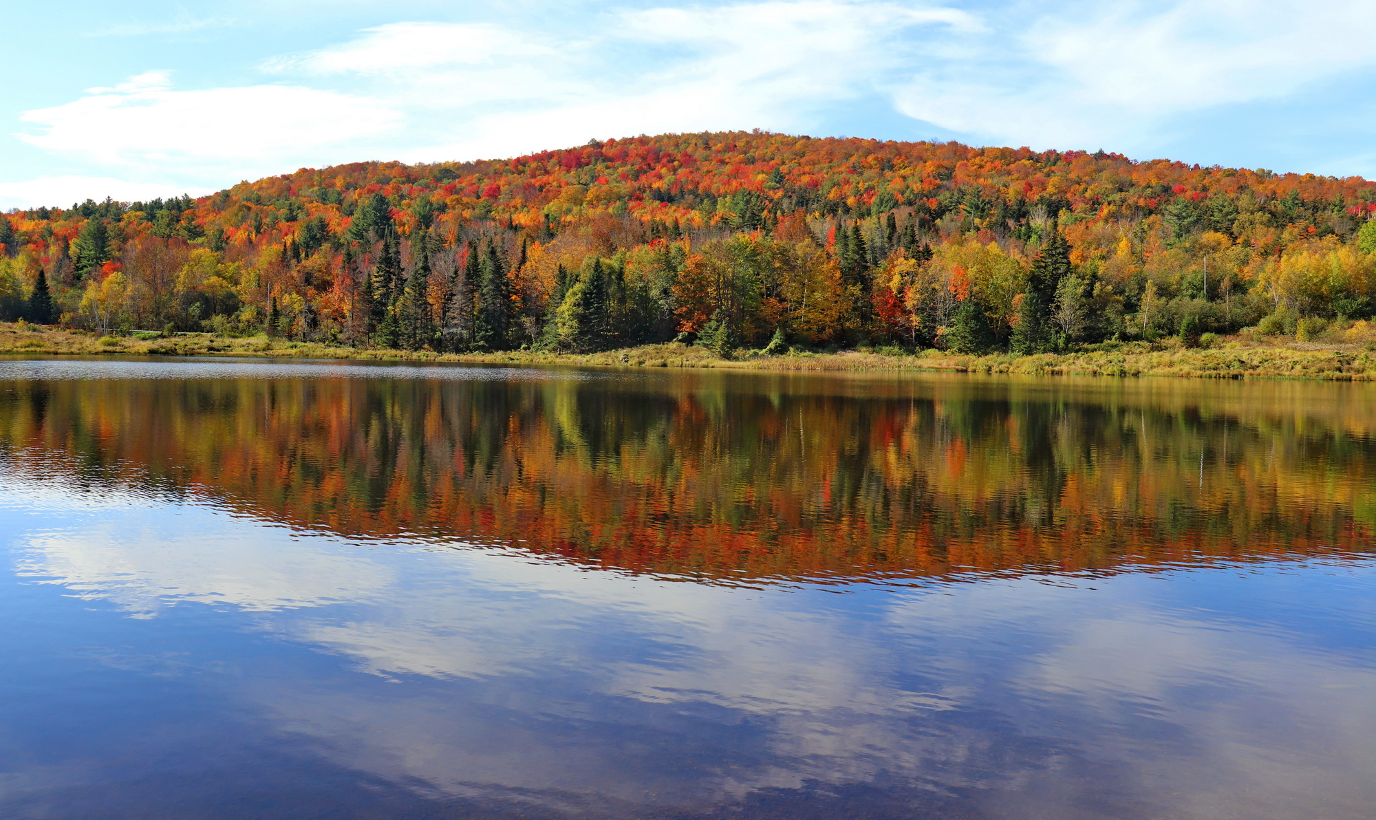 Reader submitted foliage photo of Blueberry Lake from Jim Roettger.